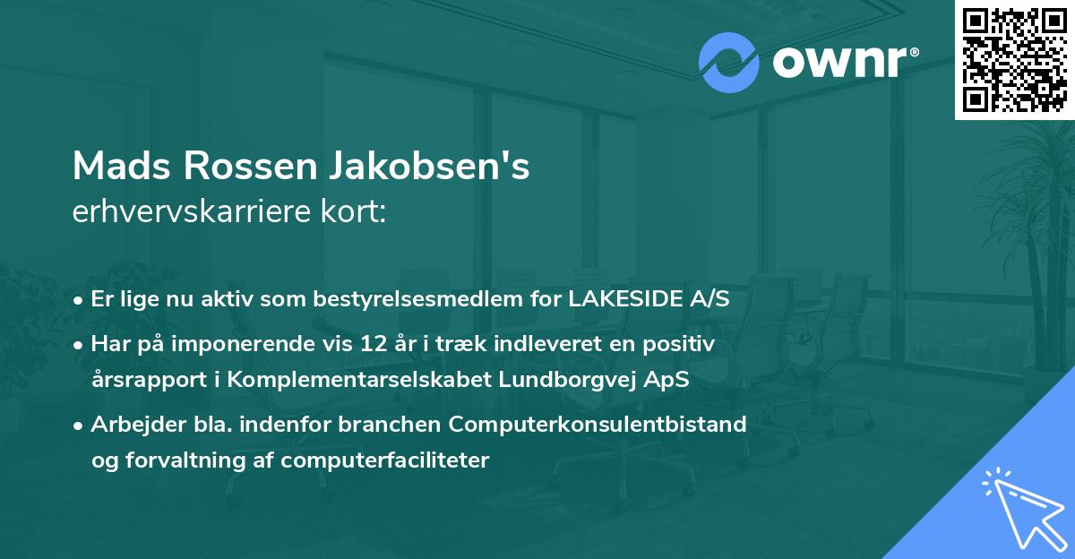Mads Rossen Jakobsen's erhvervskarriere kort