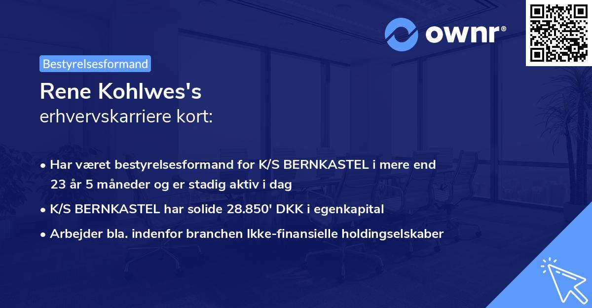Rene Kohlwes's erhvervskarriere kort