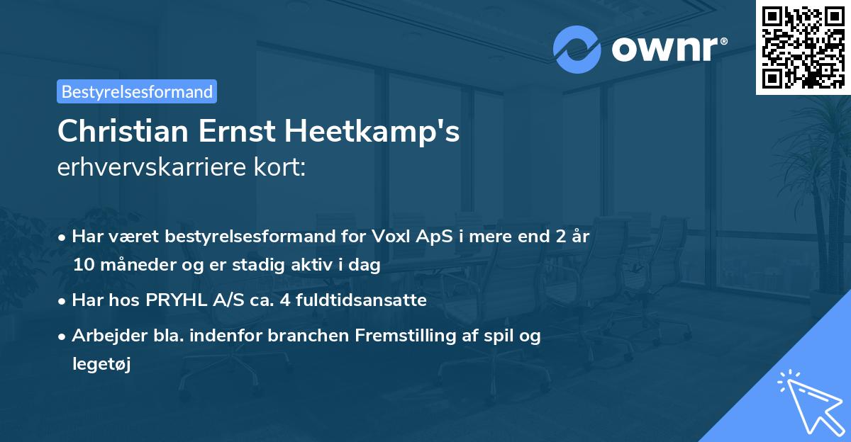 Christian Ernst Heetkamp's erhvervskarriere kort