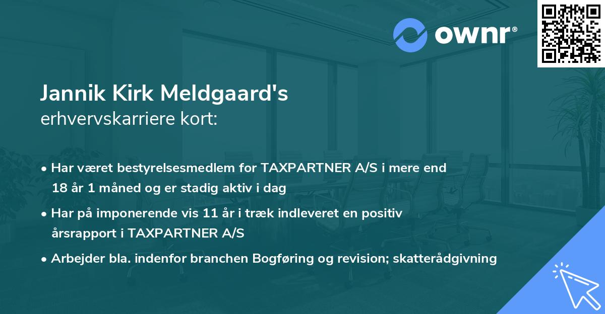 Jannik Kirk Meldgaard's erhvervskarriere kort