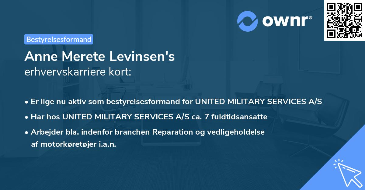 Anne Merete Levinsen's erhvervskarriere kort