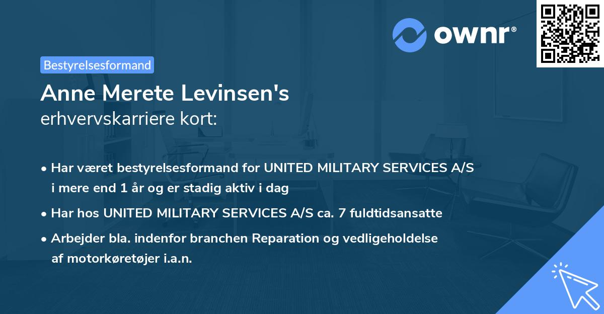 Anne Merete Levinsen's erhvervskarriere kort