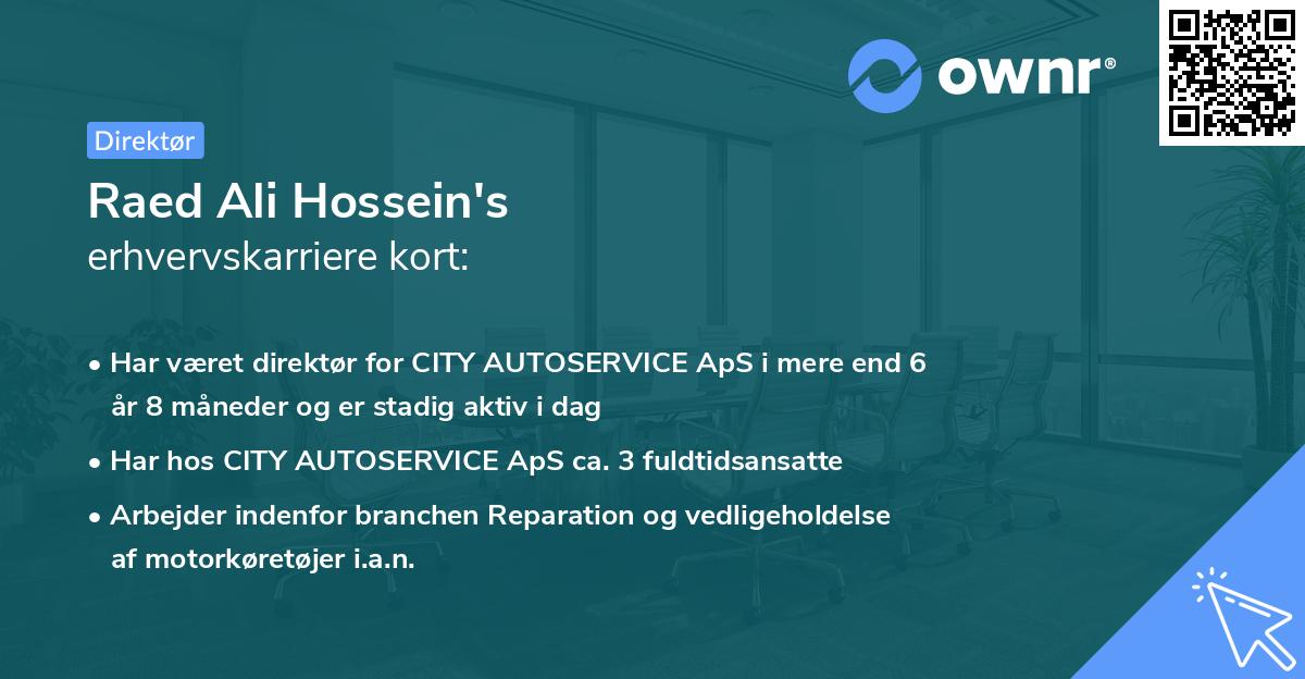 Raed Ali Hossein's erhvervskarriere kort