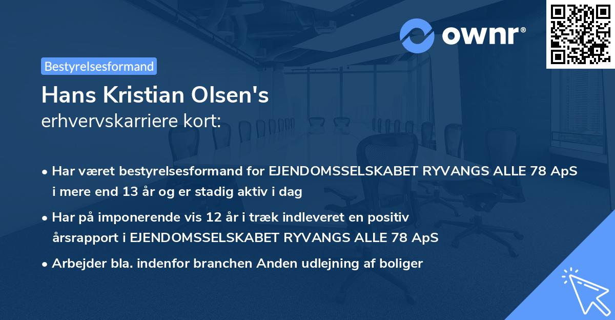 Hans Kristian Olsen's erhvervskarriere kort