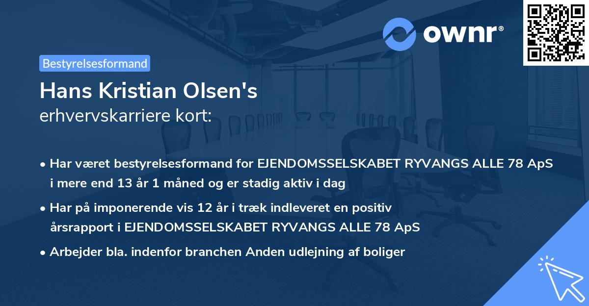 Hans Kristian Olsen's erhvervskarriere kort