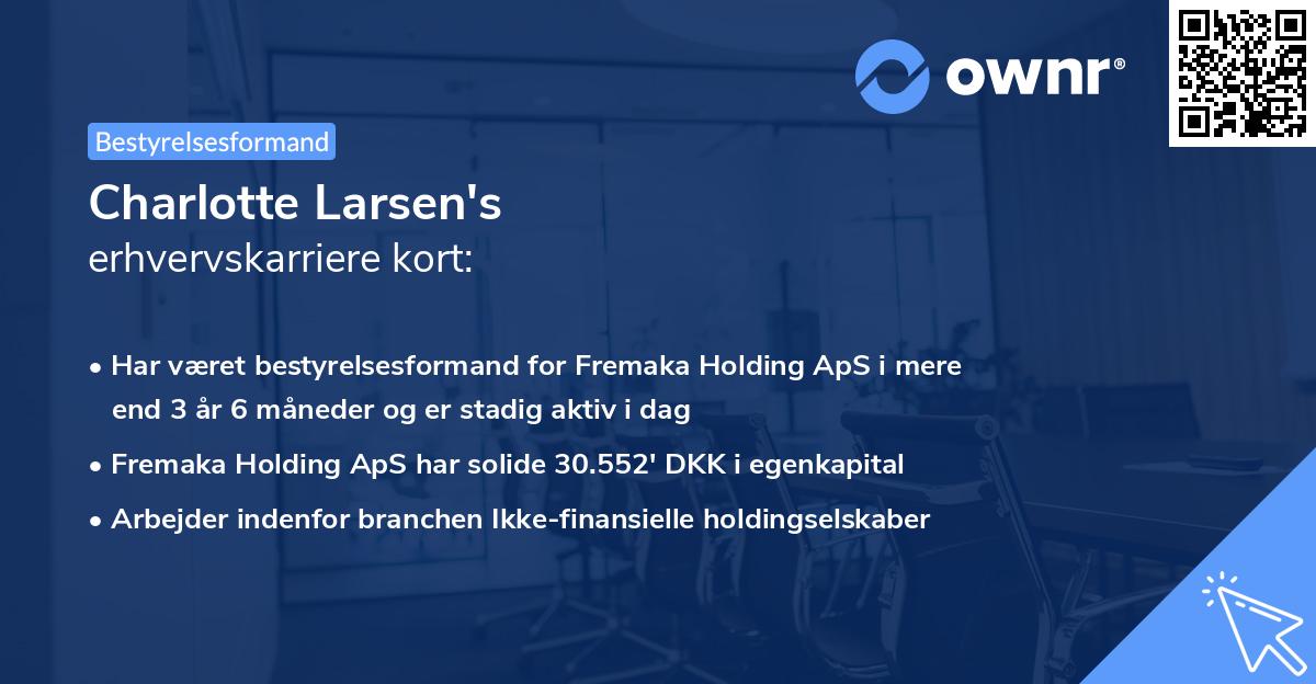 Charlotte Larsen's erhvervskarriere kort