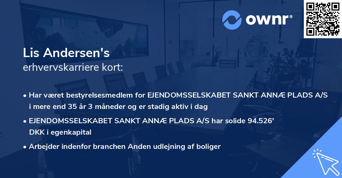 Lis Andersen's erhvervskarriere kort