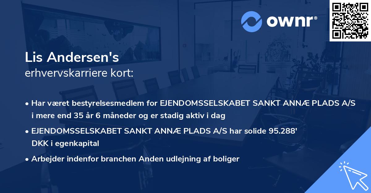 Lis Andersen's erhvervskarriere kort