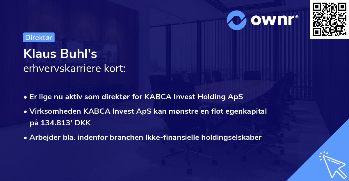 Klaus Buhl's erhvervskarriere kort