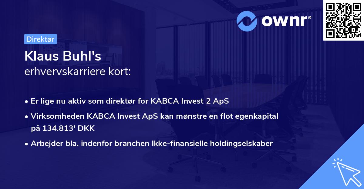 Klaus Buhl's erhvervskarriere kort
