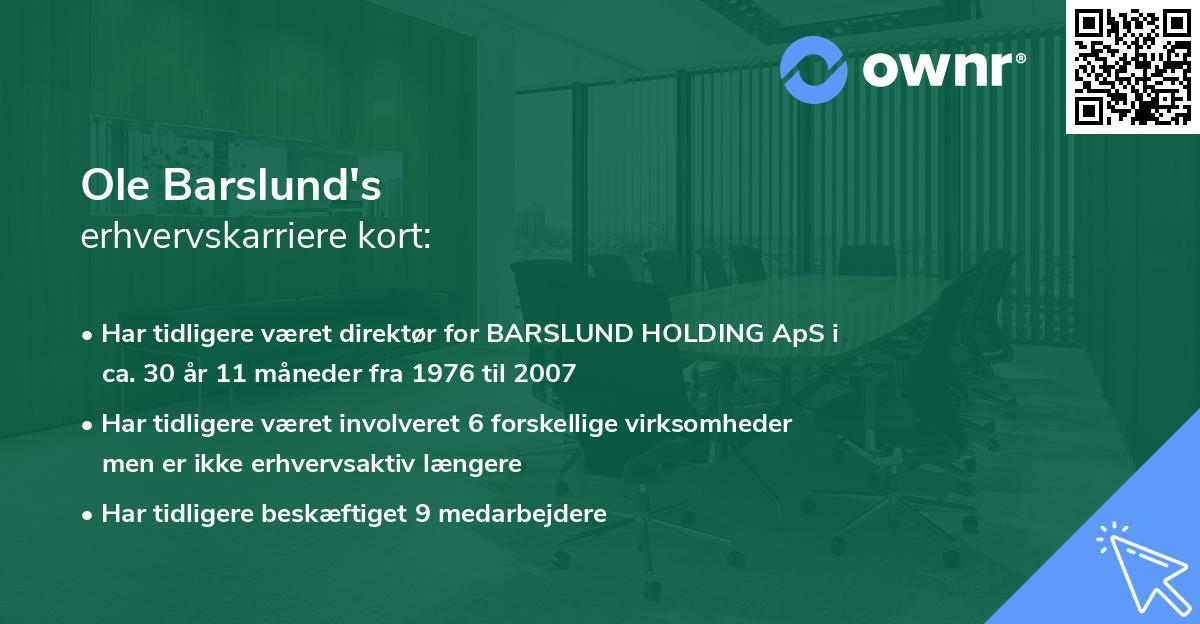 Ole Barslund's erhvervskarriere kort