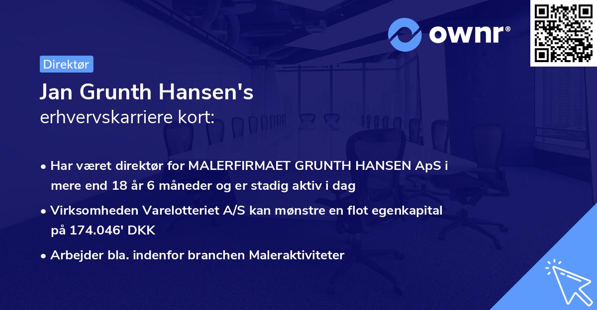 Jan Grunth Hansen's erhvervskarriere kort