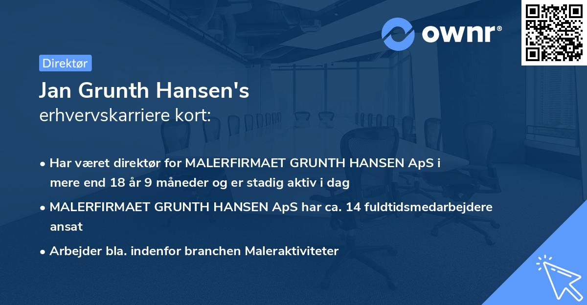 Jan Grunth Hansen's erhvervskarriere kort