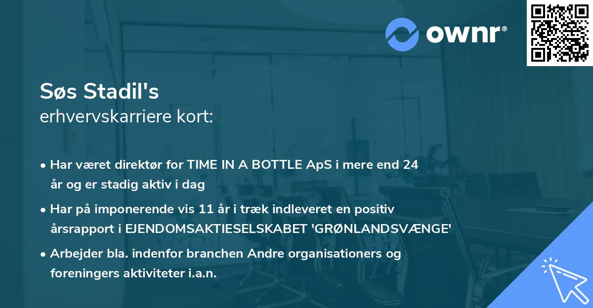 Søs Stadil's erhvervskarriere kort