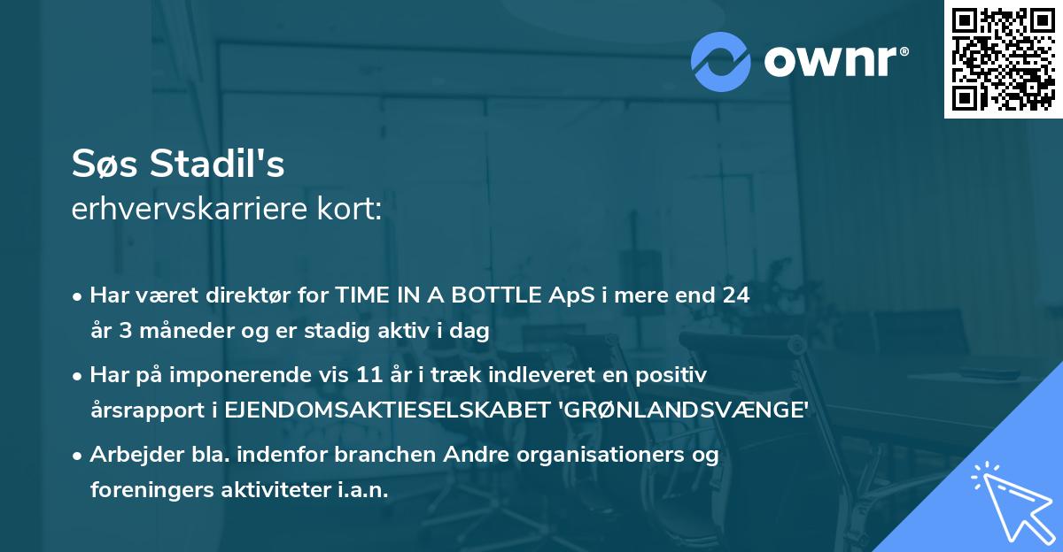 Søs Stadil's erhvervskarriere kort