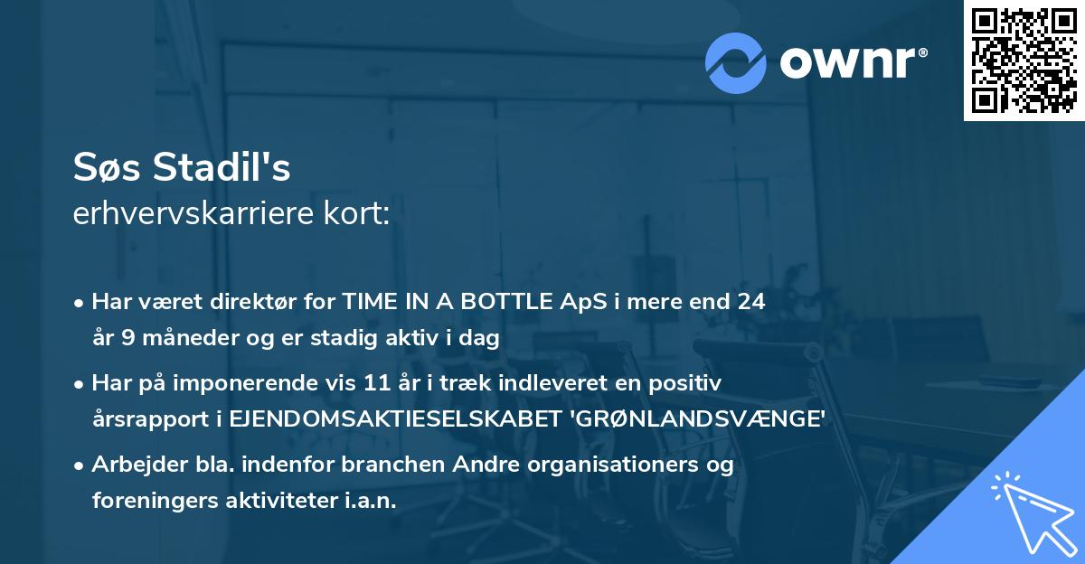 Søs Stadil's erhvervskarriere kort