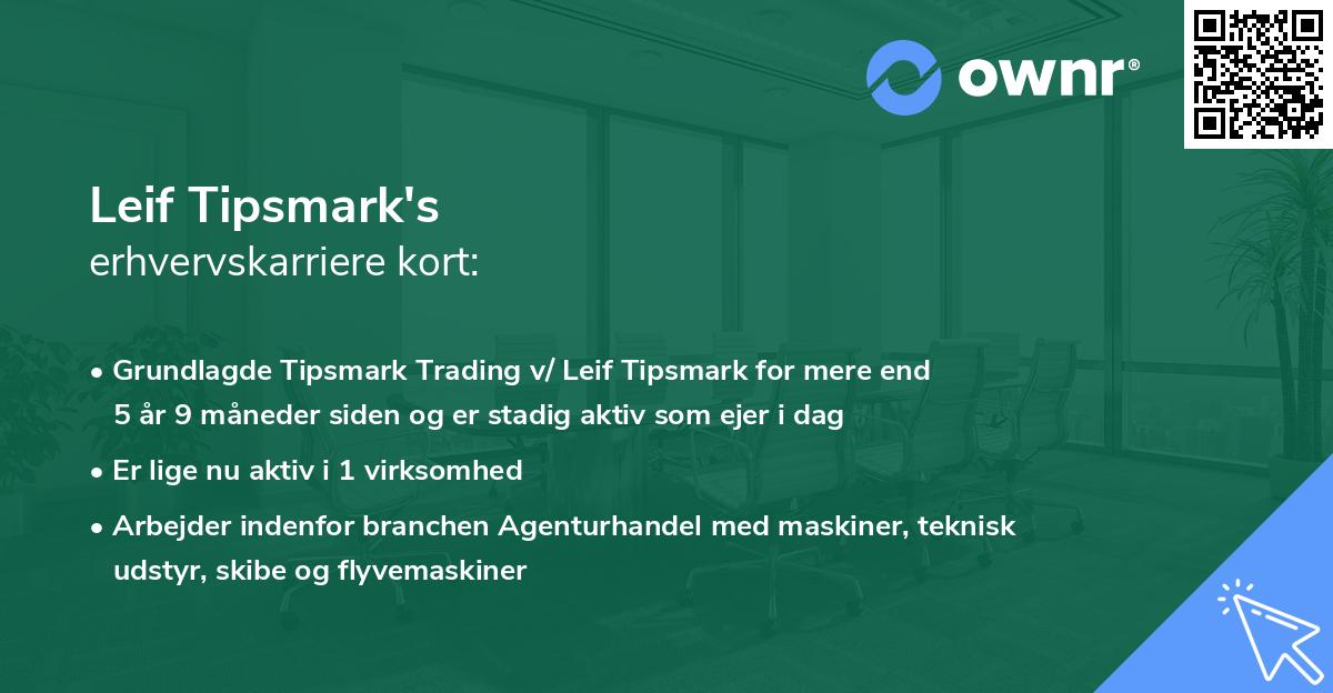 Leif Tipsmark's erhvervskarriere kort