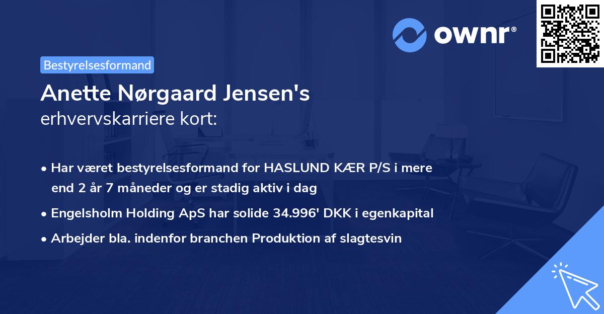 Anette Nørgaard Jensen's erhvervskarriere kort