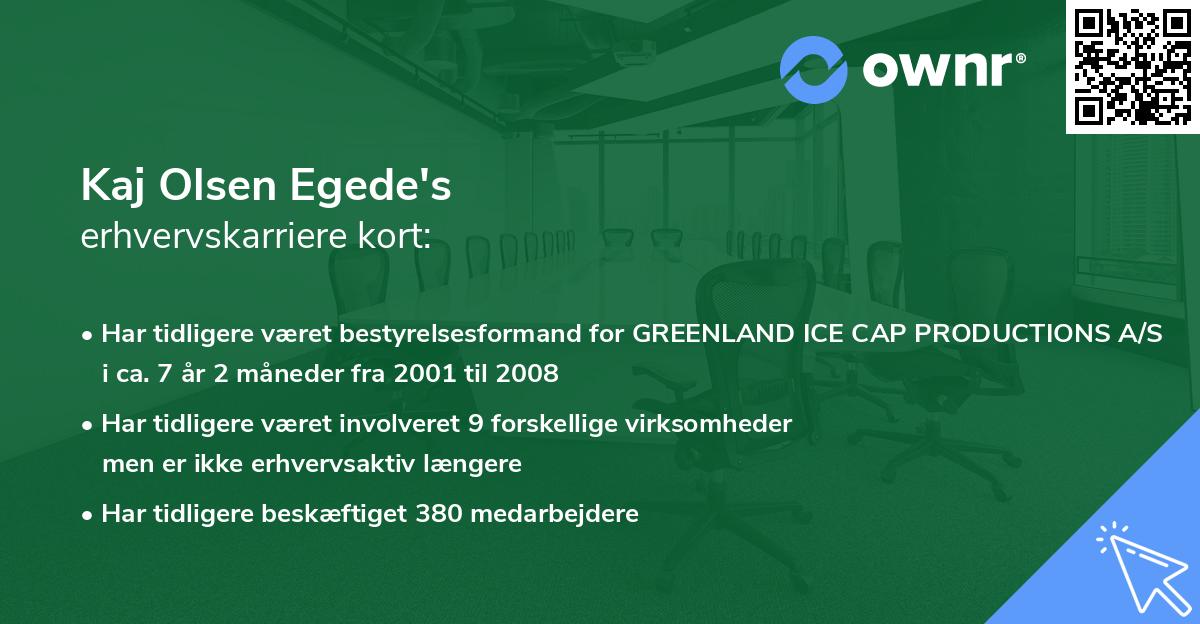 Kaj Olsen Egede's erhvervskarriere kort