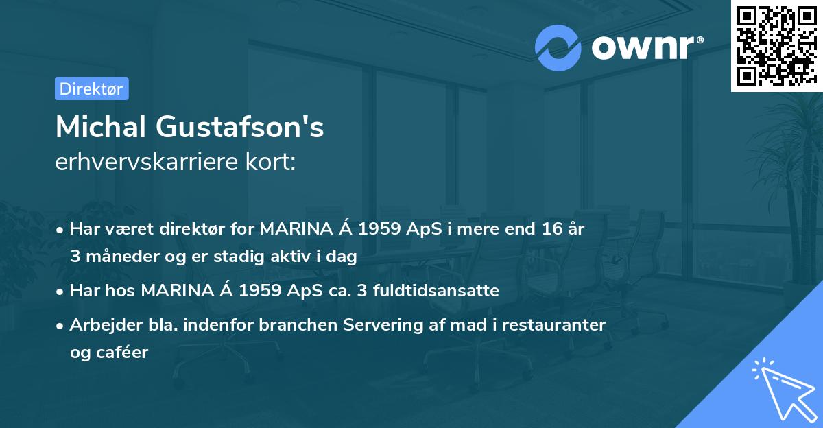Michal Gustafson's erhvervskarriere kort