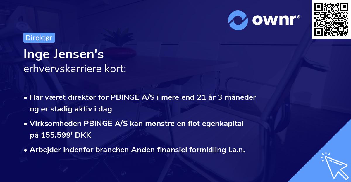 Inge Jensen's erhvervskarriere kort