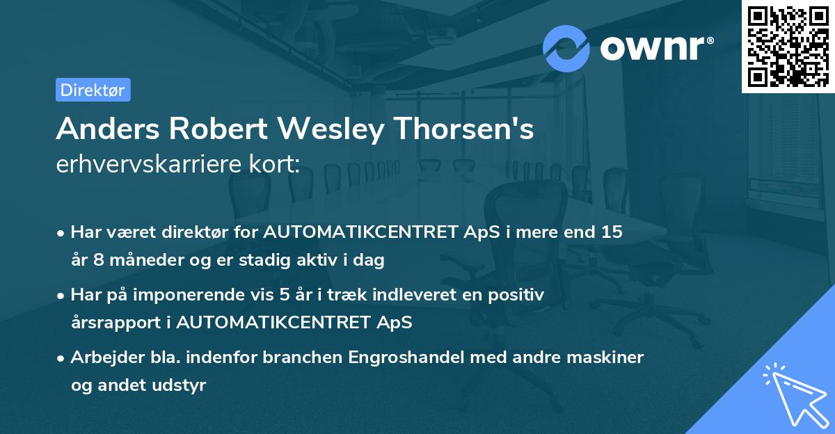 Anders Robert Wesley Thorsen's erhvervskarriere kort