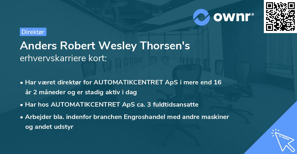 Anders Robert Wesley Thorsen's erhvervskarriere kort