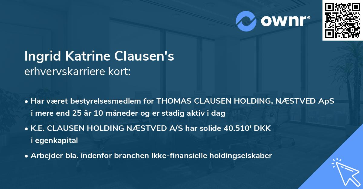 Ingrid Katrine Clausen's erhvervskarriere kort