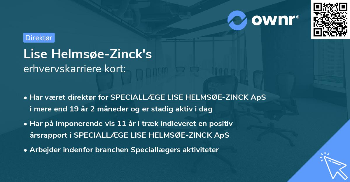 Lise Helmsøe-Zinck's erhvervskarriere kort