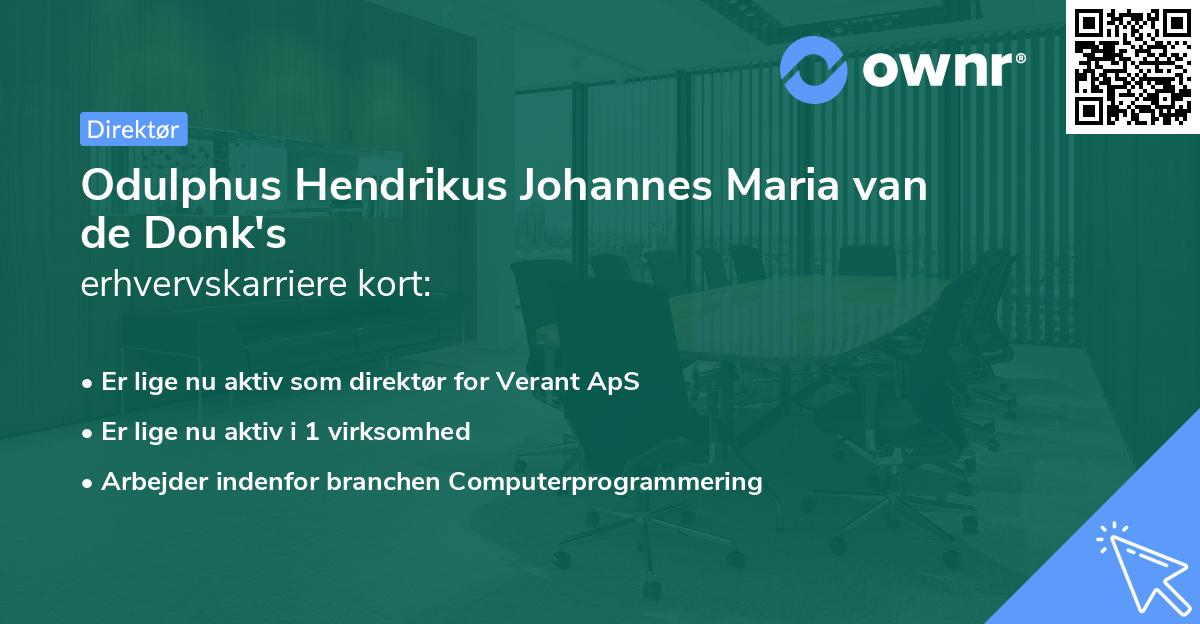 Odulphus Hendrikus Johannes Maria van de Donk's erhvervskarriere kort