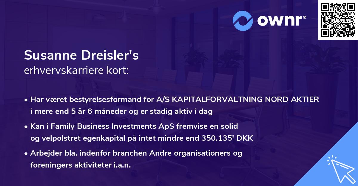 Susanne Dreisler's erhvervskarriere kort