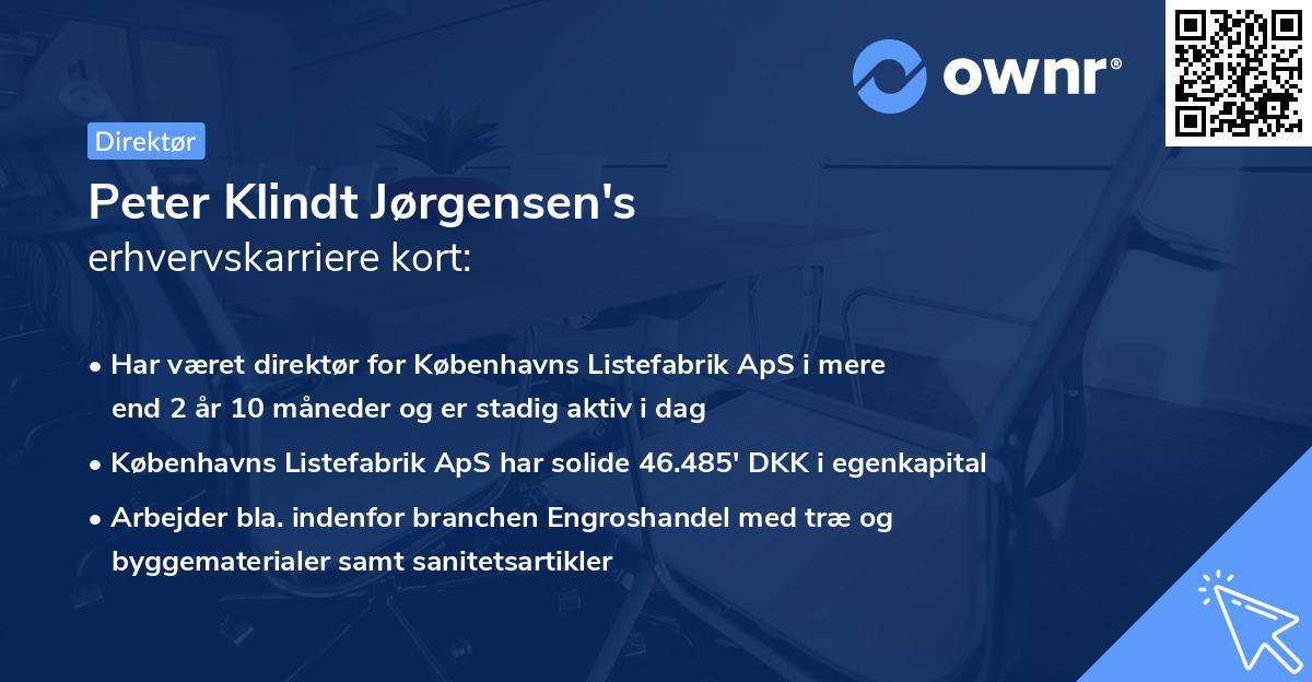 Peter Klindt Jørgensen's erhvervskarriere kort