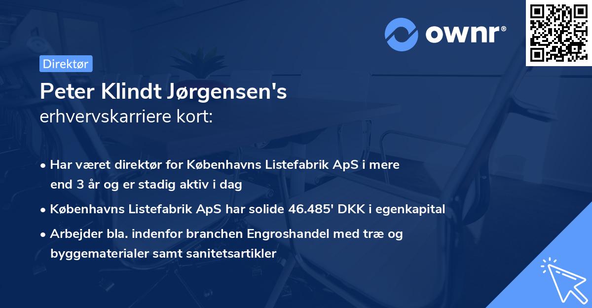 Peter Klindt Jørgensen's erhvervskarriere kort