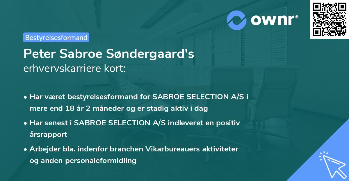 Peter Sabroe Søndergaard's erhvervskarriere kort