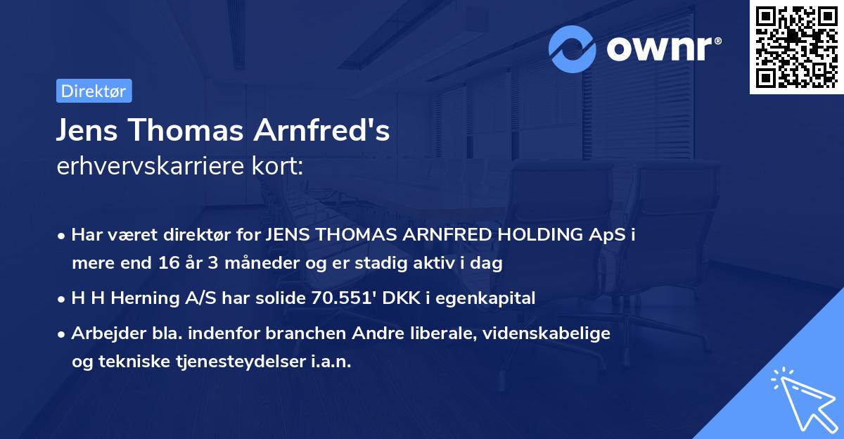 Jens Thomas Arnfred's erhvervskarriere kort