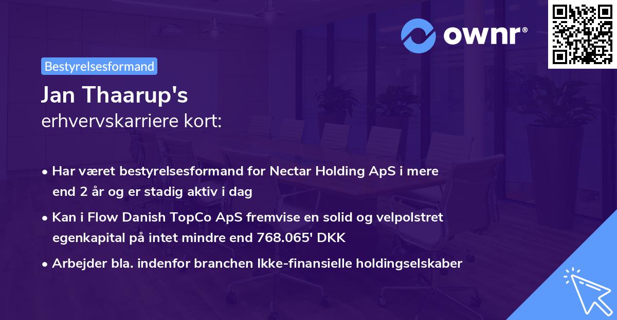 Jan Thaarup's erhvervskarriere kort