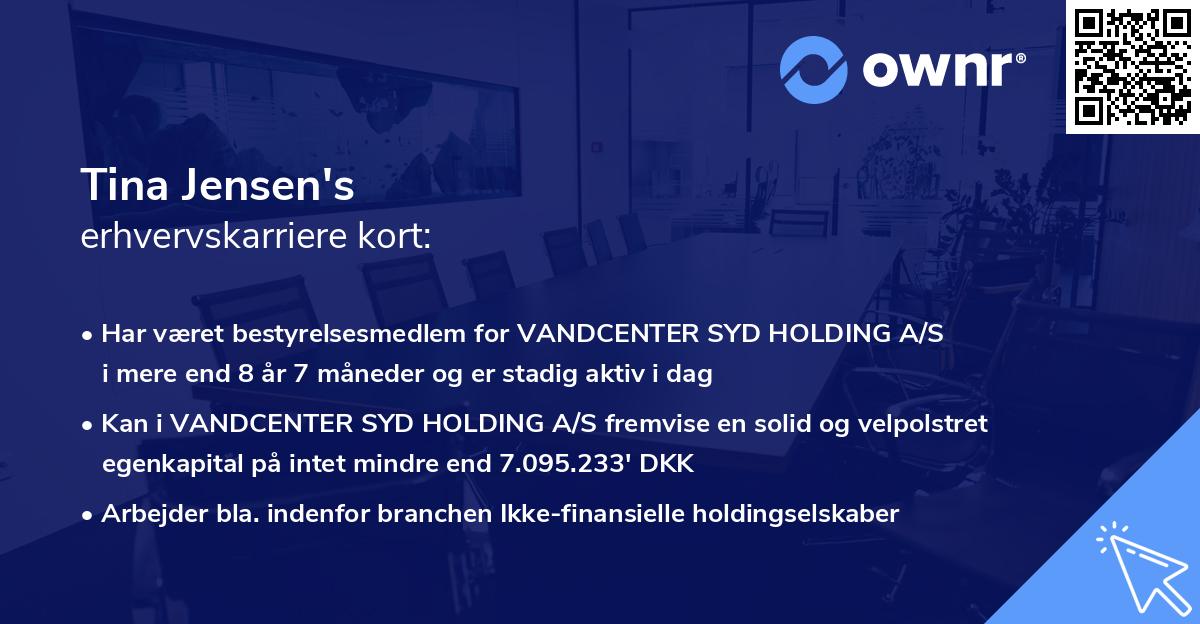 Tina Jensen's erhvervskarriere kort