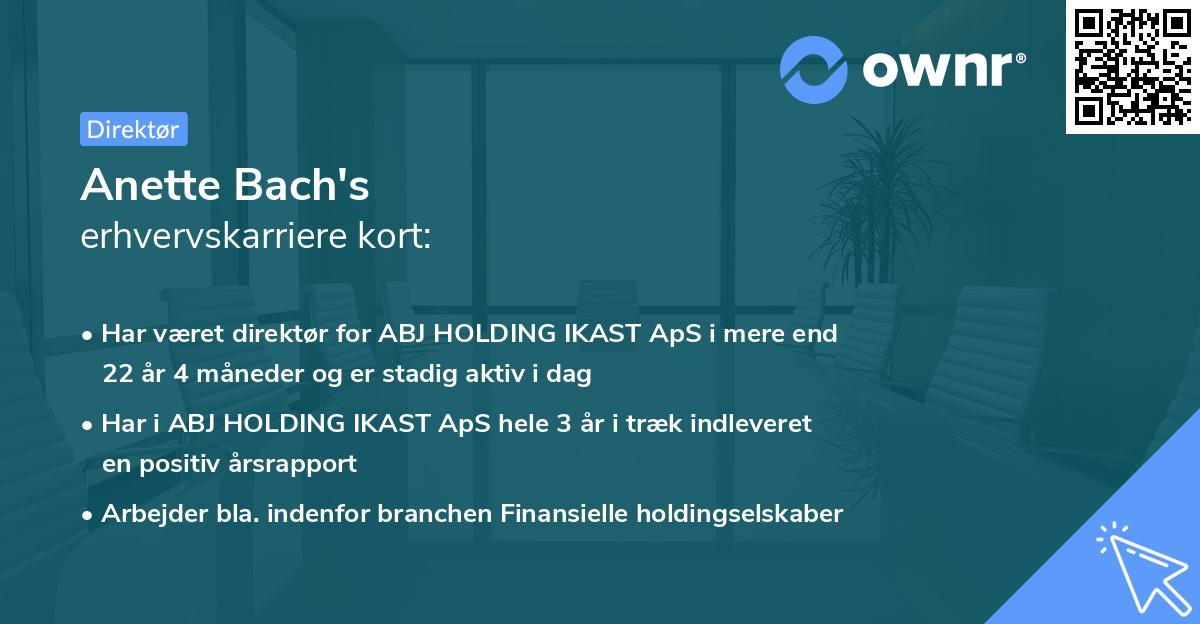 Anette Bach's erhvervskarriere kort