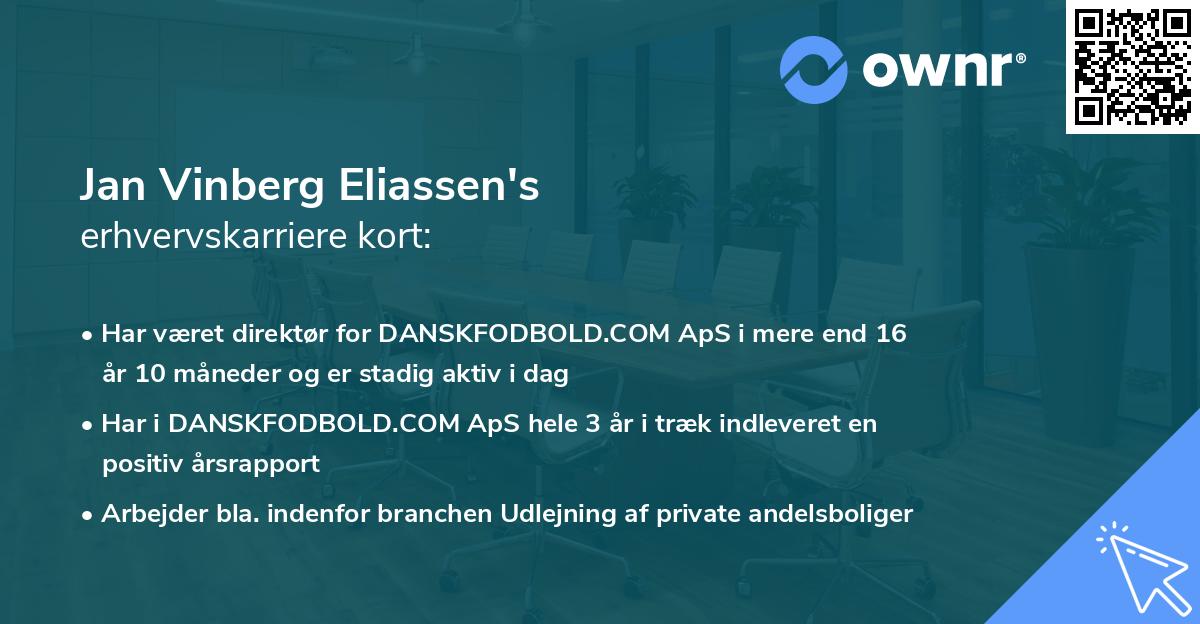 Jan Vinberg Eliassen's erhvervskarriere kort