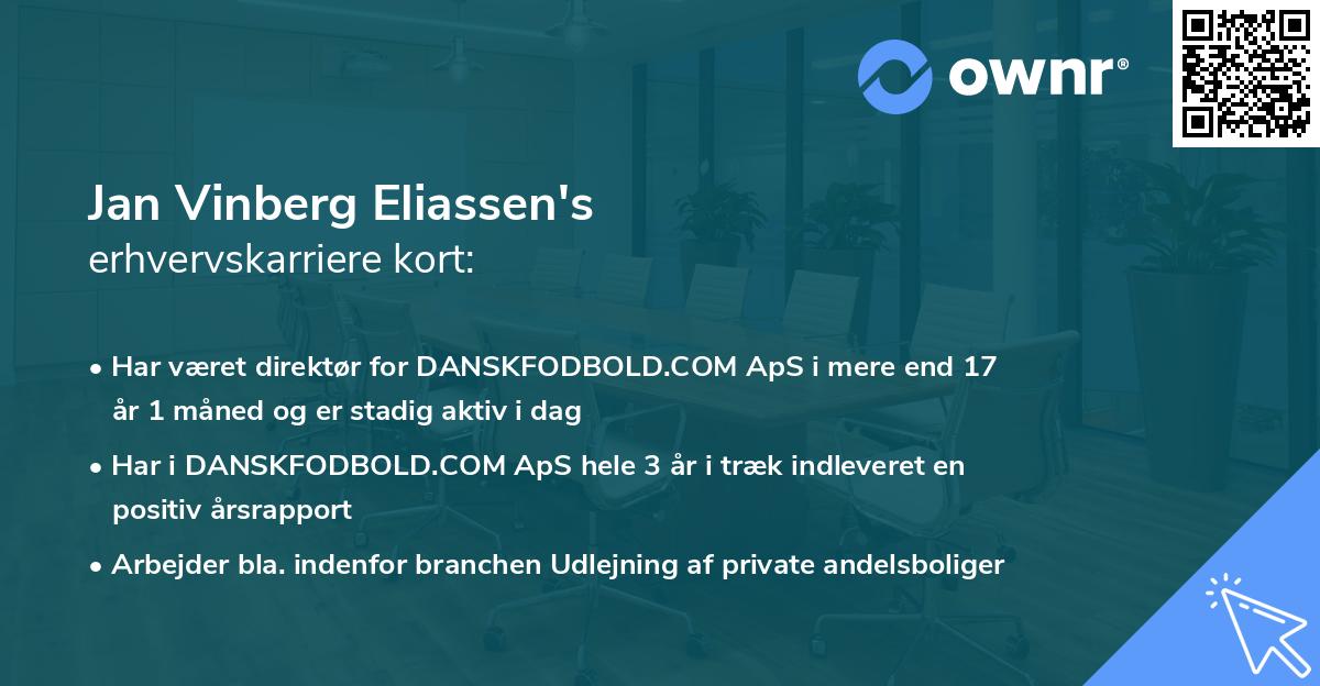 Jan Vinberg Eliassen's erhvervskarriere kort