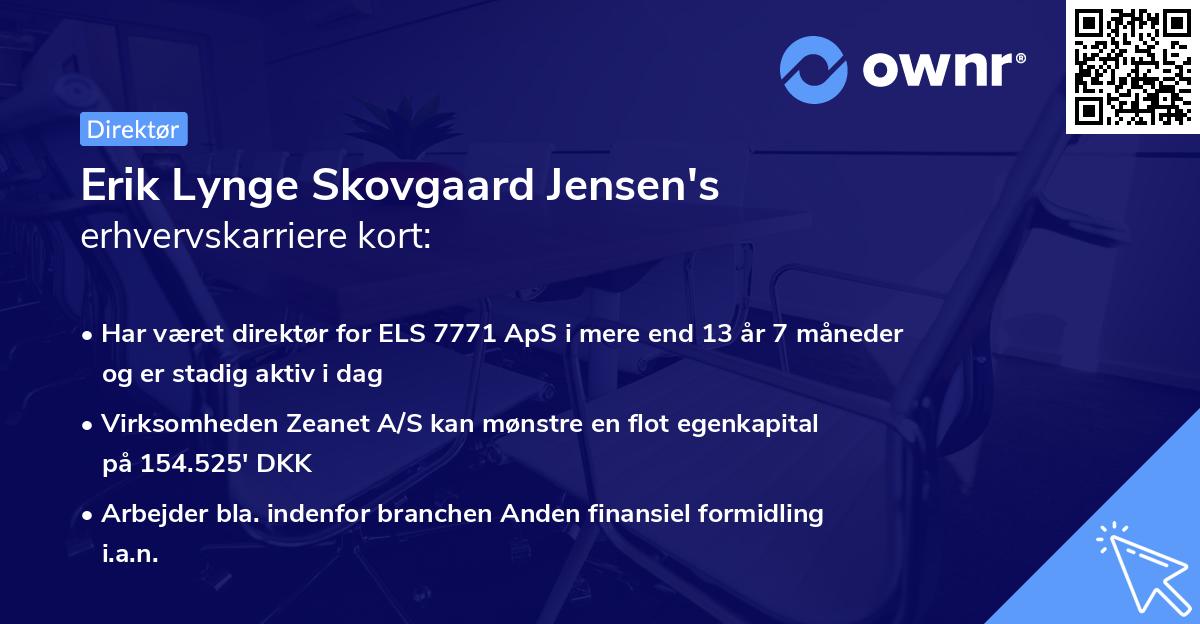 Erik Lynge Skovgaard Jensen's erhvervskarriere kort