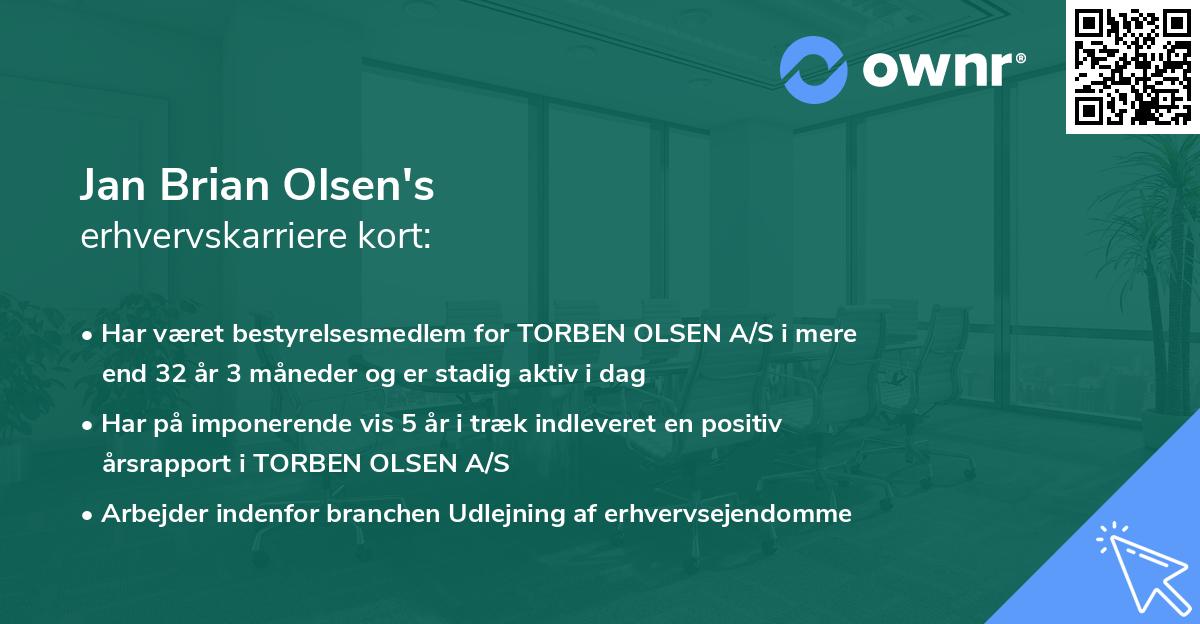 Jan Brian Olsen's erhvervskarriere kort