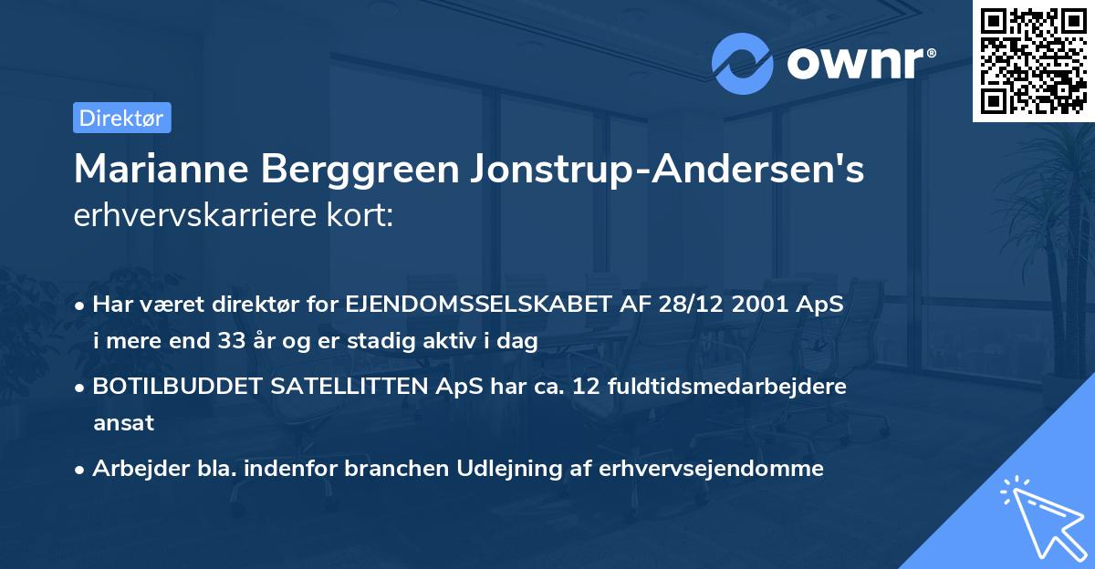 Marianne Berggreen Jonstrup-Andersen's erhvervskarriere kort