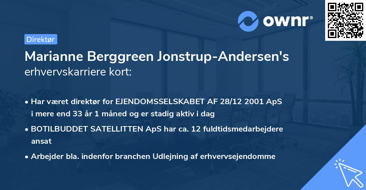 Marianne Berggreen Jonstrup-Andersen's erhvervskarriere kort