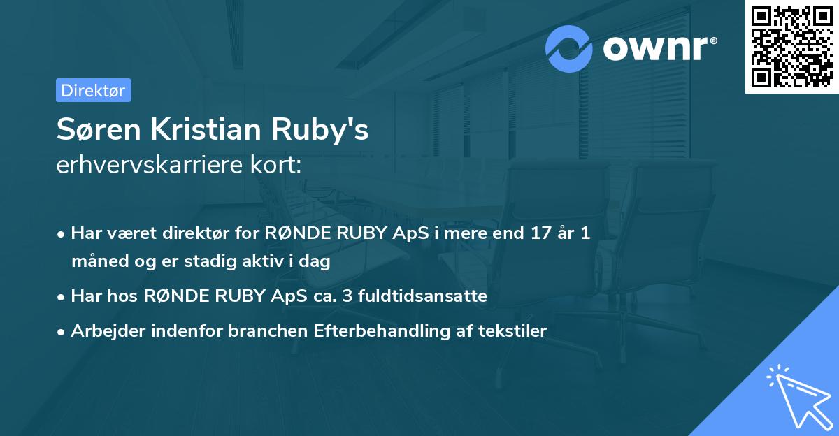 Søren Kristian Ruby's erhvervskarriere kort