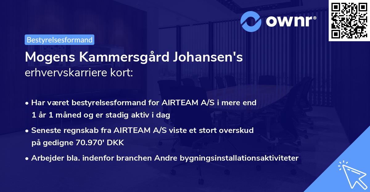 Mogens Kammersgård Johansen's erhvervskarriere kort