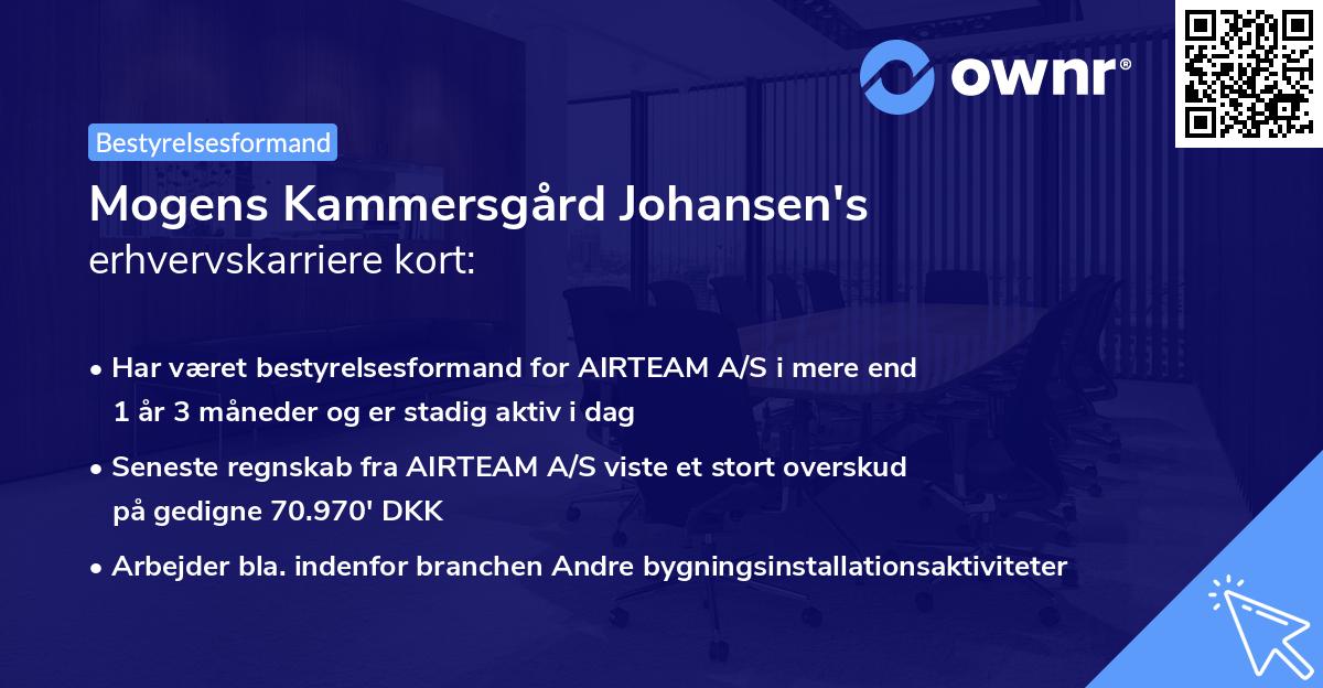 Mogens Kammersgård Johansen's erhvervskarriere kort