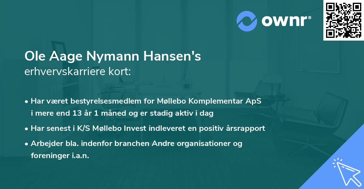 Ole Aage Nymann Hansen's erhvervskarriere kort
