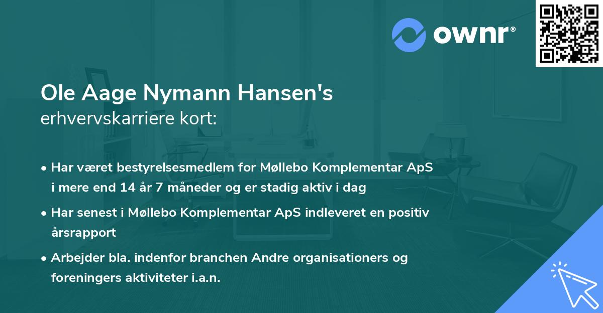 Ole Aage Nymann Hansen's erhvervskarriere kort