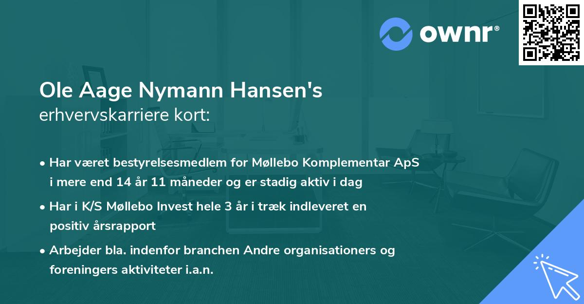 Ole Aage Nymann Hansen's erhvervskarriere kort